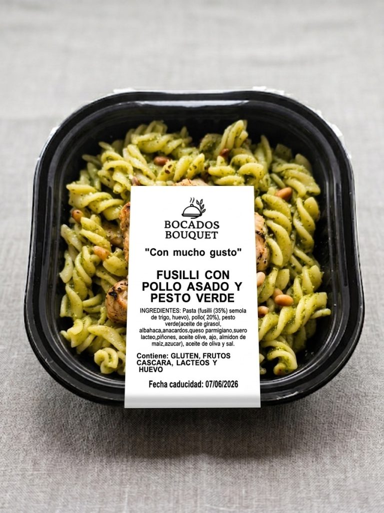 Fusilli con Pollo Asado y Pesto Verde